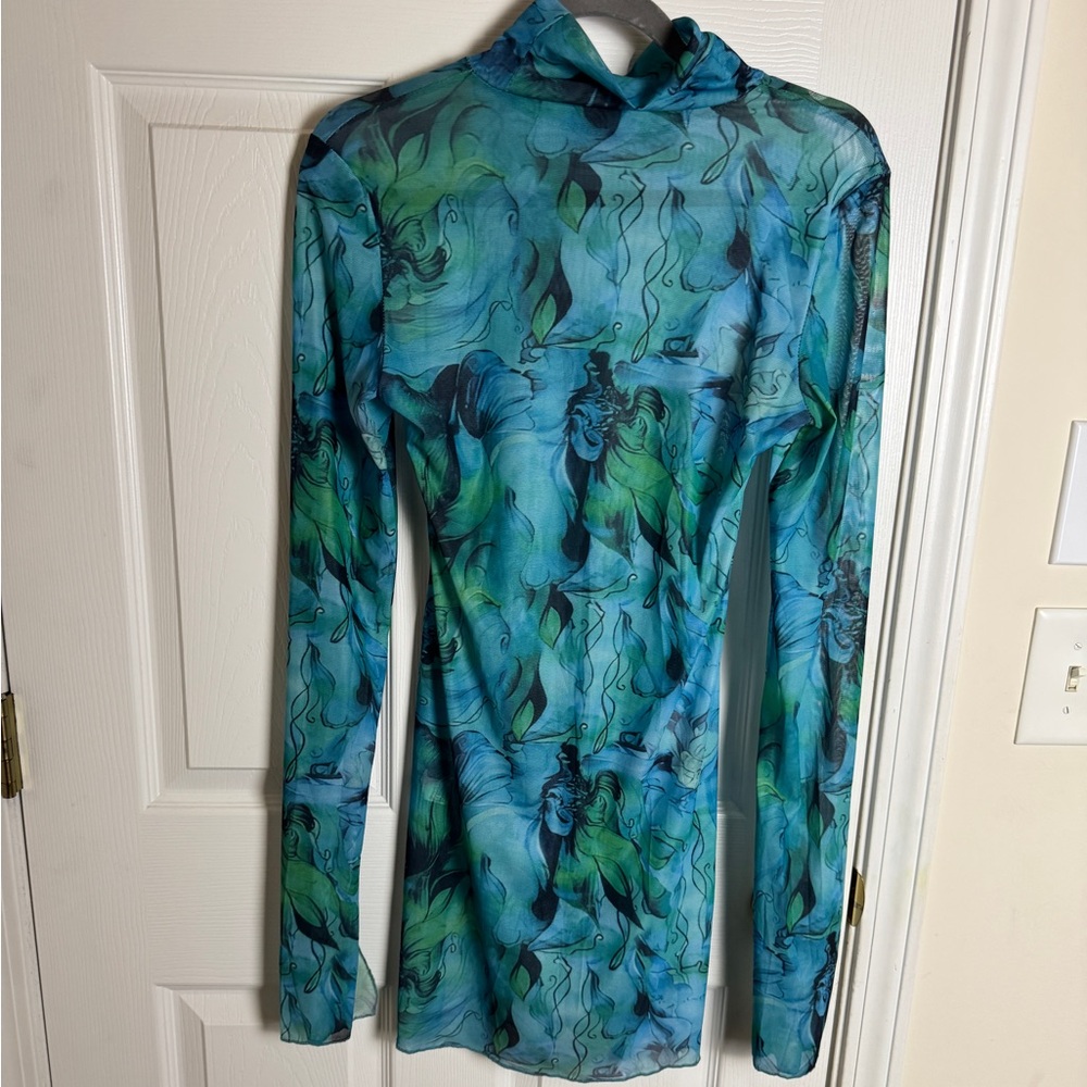 SHEIN Blue and Green Mini Dress
